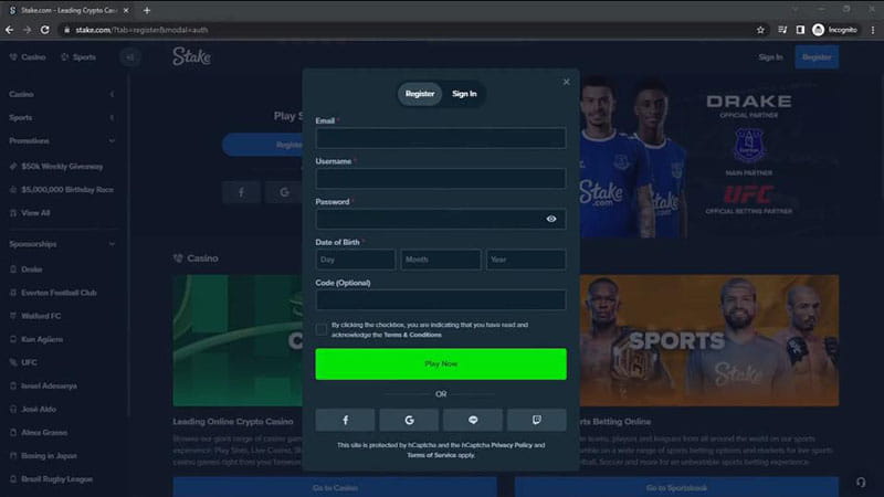 Comment s'inscrire sur Stake
